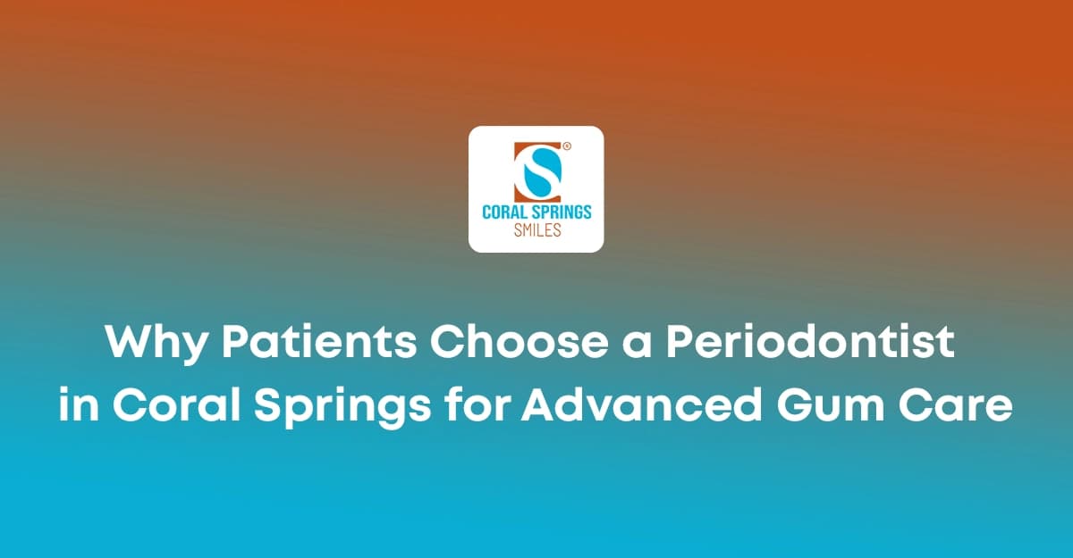 Experienced periodontist in Coral Springs examining a patient's gums during an advanced periodontal treatment consultation at Coral Springs Smiles.
