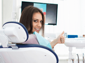 Patient comfortable in the dental chair on a first visit